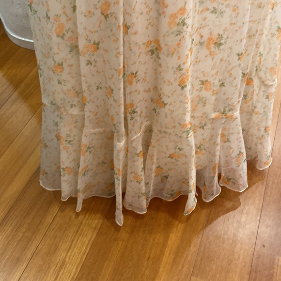 Vintage 1970 Bridesmaid Ruffle chiffon dress Gown - Picture 6 of 12